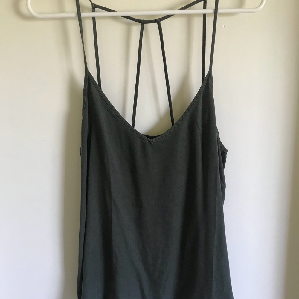 Dark army green strappy tank